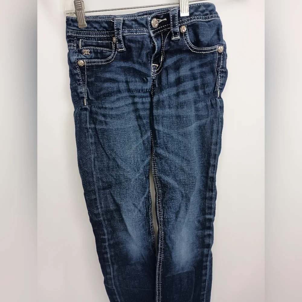 Miss Me Girls Blue Skinny Jeans with Faded Wash-(#706) - Picture 1 of 7
